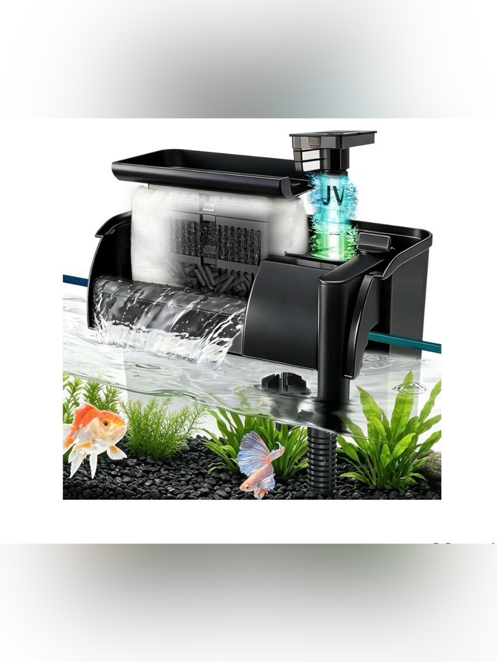 Large Hang on Back Aquarium Filter w/ U-V Light for 40-150 Gallon Fish Tank